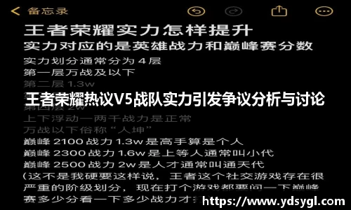 王者荣耀热议V5战队实力引发争议分析与讨论